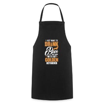 Golden Retriever Goldie Dog Dogs Gift - Cooking Apron - black - Front - AI Model Male 185 dark (185cm)