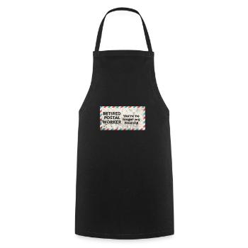Retired postal clerk - Cooking Apron - black - Front - AI Model Male 185 dark (185cm)