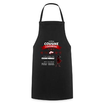 Je suis une Cousine Cuisinière cool et super - Tablier de cuisine - noir - Devant - AI Model Male 185 dark (185cm)