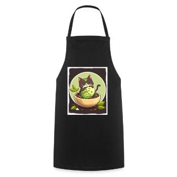 Katze Kätzchen Avocado Frucht Vegetarier Veganer - Kochschürze - Schwarz - Vorne - AI Model Male 185 dark (185cm)