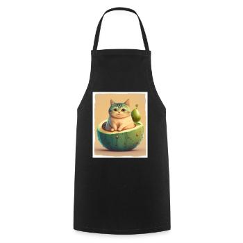 Katze Kätzchen Avocado Frucht Vegetarier Veganer - Kochschürze - Schwarz - Vorne - AI Model Male 185 dark (185cm)