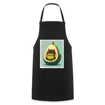 Katze Kätzchen Avocado Frucht Vegetarier Veganer - Kochschürze - Schwarz - Vorne - AI Model Male 185 dark (185cm)