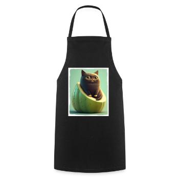 Katze Kätzchen Avocado Frucht Vegetarier Veganer - Kochschürze - Schwarz - Vorne - AI Model Male 185 dark (185cm)