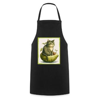 Katze Kätzchen Avocado Frucht Vegetarier Veganer - Kochschürze - Schwarz - Vorne - AI Model Male 185 dark (185cm)