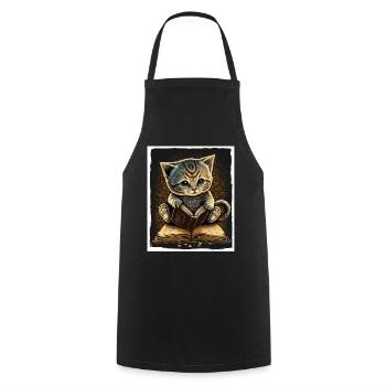 Bücher Buch Katze Fabel Fantasie Saga Lesen - Kochschürze - Schwarz - Vorne - AI Model Male 185 dark (185cm)