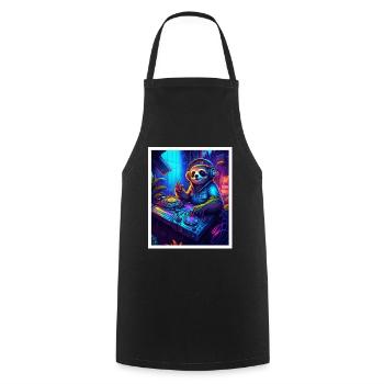 Sloth Morning Grouch DJ Music Retro Neon House - Tablier de cuisine - noir - Devant - AI Model Male 185 dark (185cm)