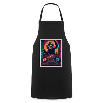 Sloth Morning Grouch DJ Music Retro Neon House - Tablier de cuisine - noir - Devant - AI Model Male 185 dark (185cm)