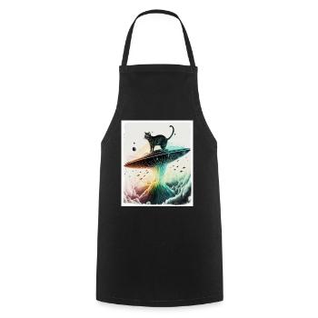 Cat Kitten Space Alien Planet Astronaut - Cooking Apron - black - Front - AI Model Male 185 dark (185cm)