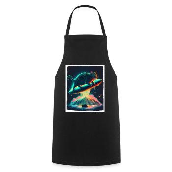 Cat Kitten Space Alien Planet Astronaut - Cooking Apron - black - Front - AI Model Male 185 dark (185cm)