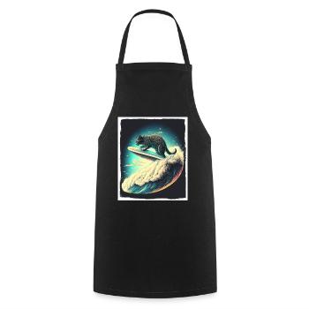 Cat Kitten Space Alien Planet Astronaut - Cooking Apron - black - Front - AI Model Male 185 dark (185cm)