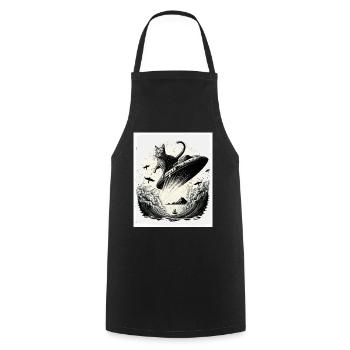 Cat Kitten Space Alien Planet Astronaut - Cooking Apron - black - Front - AI Model Male 185 dark (185cm)