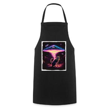 Cat Kitten Space Alien Planet Astronaut - Cooking Apron - black - Front - AI Model Male 185 dark (185cm)
