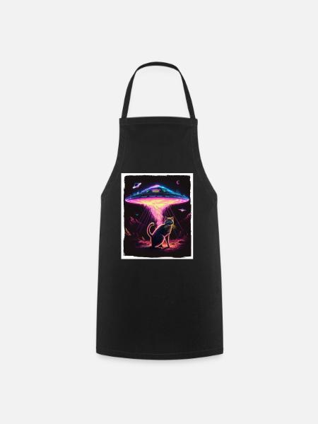 Katze Kätzchen Weltall Alien Planet Astronaut - Kochschürze - Schwarz