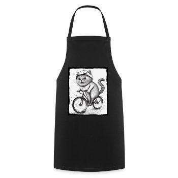 Cat Kitten Bike Bike Illustration abstraite - Tablier de cuisine - noir - Devant - AI Model Male 185 dark (185cm)