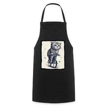 Cat Kitten Bike Bike Illustration abstraite - Tablier de cuisine - noir - Devant - AI Model Male 185 dark (185cm)