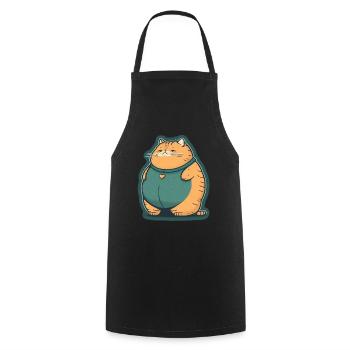 Dicke Katze Kätzchen Süßer Kater Schlafen Müde - Kochschürze - Schwarz - Vorne - AI Model Male 185 dark (185cm)