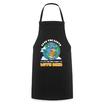 Save the earth its the only planet with beer - Kochschürze - Schwarz - Vorne - AI Model Male 185 dark (185cm)