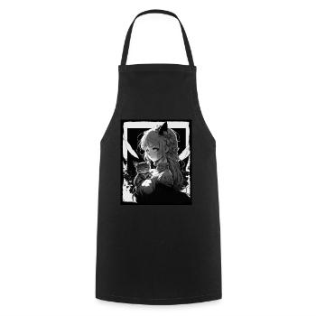 Anime Girl Katze Kätzchen Manga Ink Blume Neon - Kochschürze - Schwarz - Vorne - AI Model Male 185 dark (185cm)