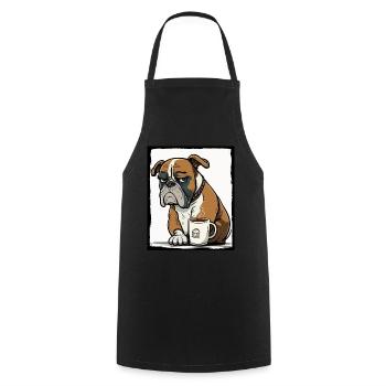 Dog Bulldog Coffee Cup Morning Grouch Cocoa Pug - Cooking Apron - black - Front - AI Model Male 185 dark (185cm)