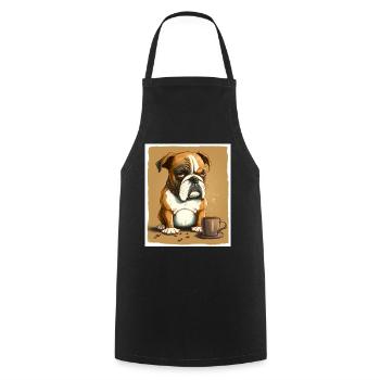 Dog Bulldog Coffee Cup Morning Grouch Cocoa Pug - Cooking Apron - black - Front - AI Model Male 185 dark (185cm)
