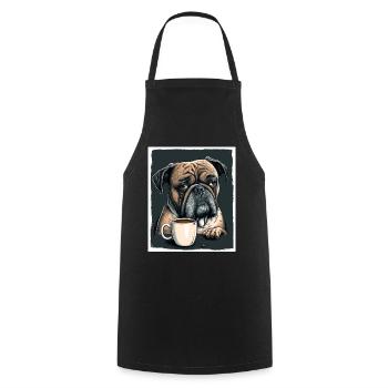 Dog Bulldog Coffee Cup Morning Grouch Cocoa Pug - Cooking Apron - black - Front - AI Model Male 185 dark (185cm)