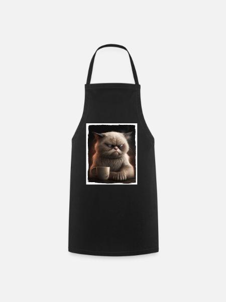 Cat Kitten Coffee Cup Morning Grouch Cocoa - Tablier de cuisine - noir