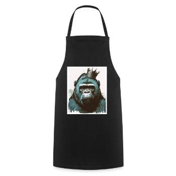 Affe Gorilla König Chef Grunge Illustration - Kochschürze - Schwarz - Vorne - AI Model Male 185 dark (185cm)