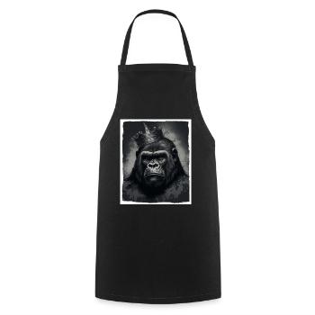 Affe Gorilla König Chef Grunge Illustration - Kochschürze - Schwarz - Vorne - AI Model Male 185 dark (185cm)