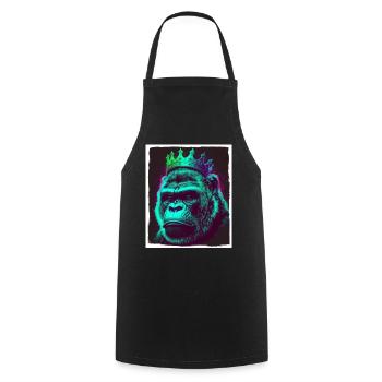 Affe Gorilla König Chef Grunge Illustration - Kochschürze - Schwarz - Vorne - AI Model Male 185 dark (185cm)