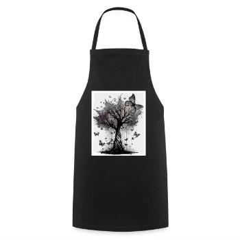 Arbres Papillons Abstrait Nature Forêt Grunge - Tablier de cuisine - noir - Devant - AI Model Male 185 dark (185cm)