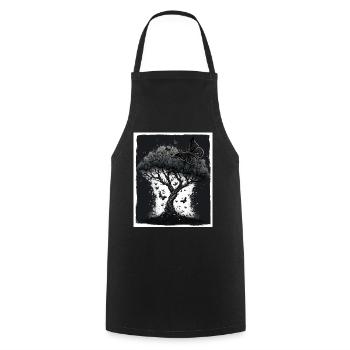 Arbres Papillons Abstrait Nature Forêt Grunge - Tablier de cuisine - noir - Devant - AI Model Male 185 dark (185cm)