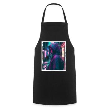Vaporwave Aestethic Retro Japon Neon Emo Anime - Tablier de cuisine - noir - Devant - AI Model Male 185 dark (185cm)