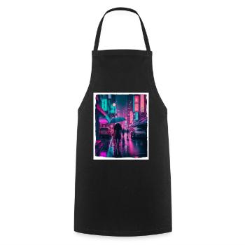 Vaporwave Aestethic Retro Japon Neon Emo Anime - Tablier de cuisine - noir - Devant - AI Model Male 185 dark (185cm)