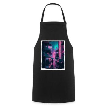 Vaporwave Aestethic Retro Japon Neon Emo Anime - Tablier de cuisine - noir - Devant - AI Model Male 185 dark (185cm)