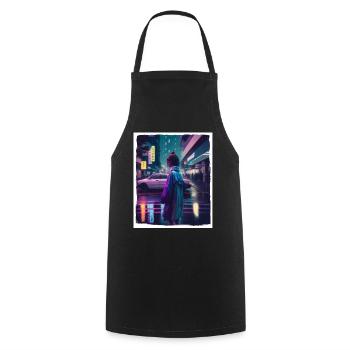 Vaporwave Aestethic Retro Japon Neon Emo Anime - Tablier de cuisine - noir - Devant - AI Model Male 185 dark (185cm)