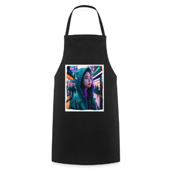 Vaporwave Aestethic Retro Japon Neon Emo Anime - Tablier de cuisine - noir - Devant - AI Model Male 185 dark (185cm)