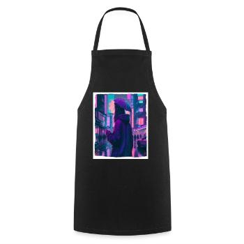 Vaporwave Aestethic Retro Japon Neon Emo Anime - Tablier de cuisine - noir - Devant - AI Model Male 185 dark (185cm)