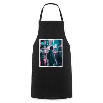 Vaporwave Aestethic Retro Japon Neon Emo Anime - Tablier de cuisine - noir - Devant - AI Model Male 185 dark (185cm)
