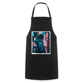 Vaporwave Aestethic Retro Japon Neon Emo Anime - Tablier de cuisine - noir - Devant - AI Model Male 185 dark (185cm)