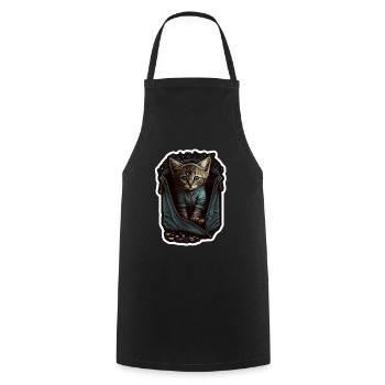 Cute Grey Cat Kitten Jeans Jacket Bag - Cooking Apron - black - Front - AI Model Male 185 dark (185cm)