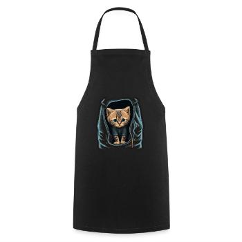 Cute Grey Cat Kitten Jeans Jacket Bag - Cooking Apron - black - Front - AI Model Male 185 dark (185cm)