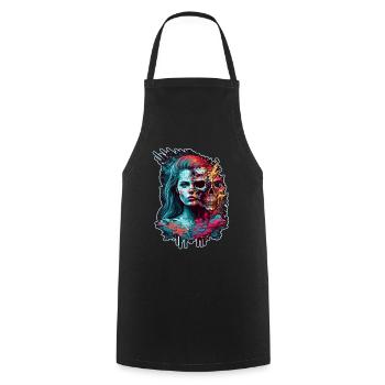 Evil Old Woman Horror Skeleton Demon Bikerin - Cooking Apron - black - Front - AI Model Male 185 dark (185cm)