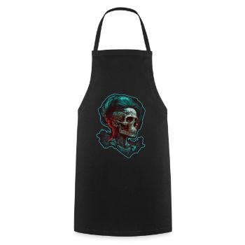 Evil Old Woman Horror Skeleton Demon Bikerin - Cooking Apron - black - Front - AI Model Male 185 dark (185cm)