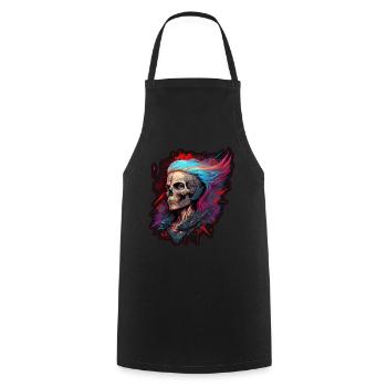 Evil Old Woman Horror Skeleton Demon Bikerin - Cooking Apron - black - Front - AI Model Male 185 dark (185cm)