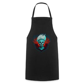Evil Old Woman Horror Skeleton Demon Bikerin - Cooking Apron - black - Front - AI Model Male 185 dark (185cm)