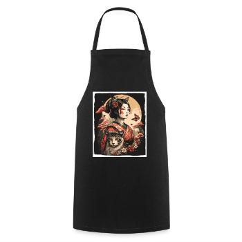 Japan Kirschblüte Katze Japanisch Geisha Abstrakt - Kochschürze - Schwarz - Vorne - AI Model Male 185 dark (185cm)
