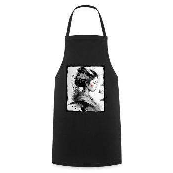 Fleurs de cerisier du Japon Geisha Neon - Tablier de cuisine - noir - Devant - AI Model Male 185 dark (185cm)