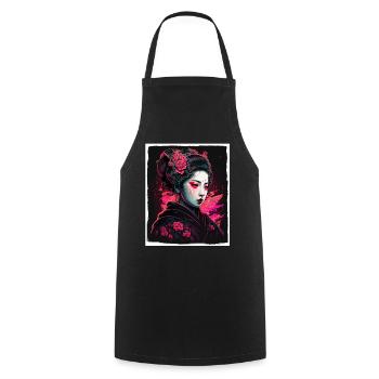 Fleurs de cerisier du Japon Geisha Neon - Tablier de cuisine - noir - Devant - AI Model Male 185 dark (185cm)