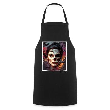 Evil Old Woman Horror Skeleton Demon Bikerin - Cooking Apron - black - Front - AI Model Male 185 dark (185cm)