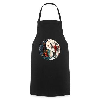 Japan Koi Fish Carp Japanese Cherry Blossom - Cooking Apron - black - Front - AI Model Male 185 dark (185cm)